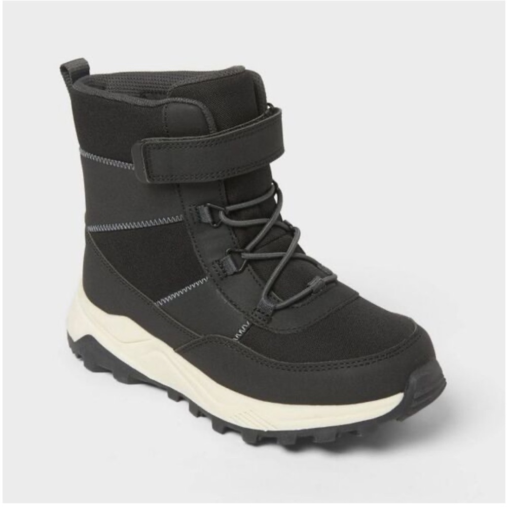 Cat & Jack Black Snow Boots size 4 NWT